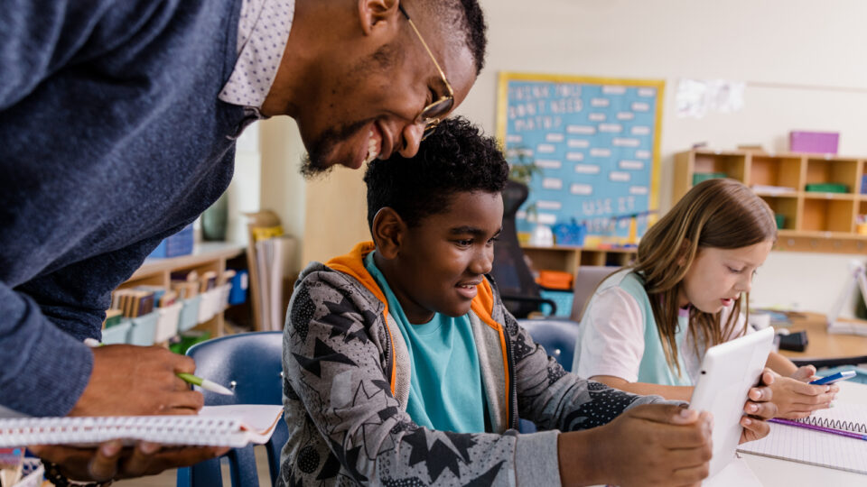 Student using Educational Technology in school